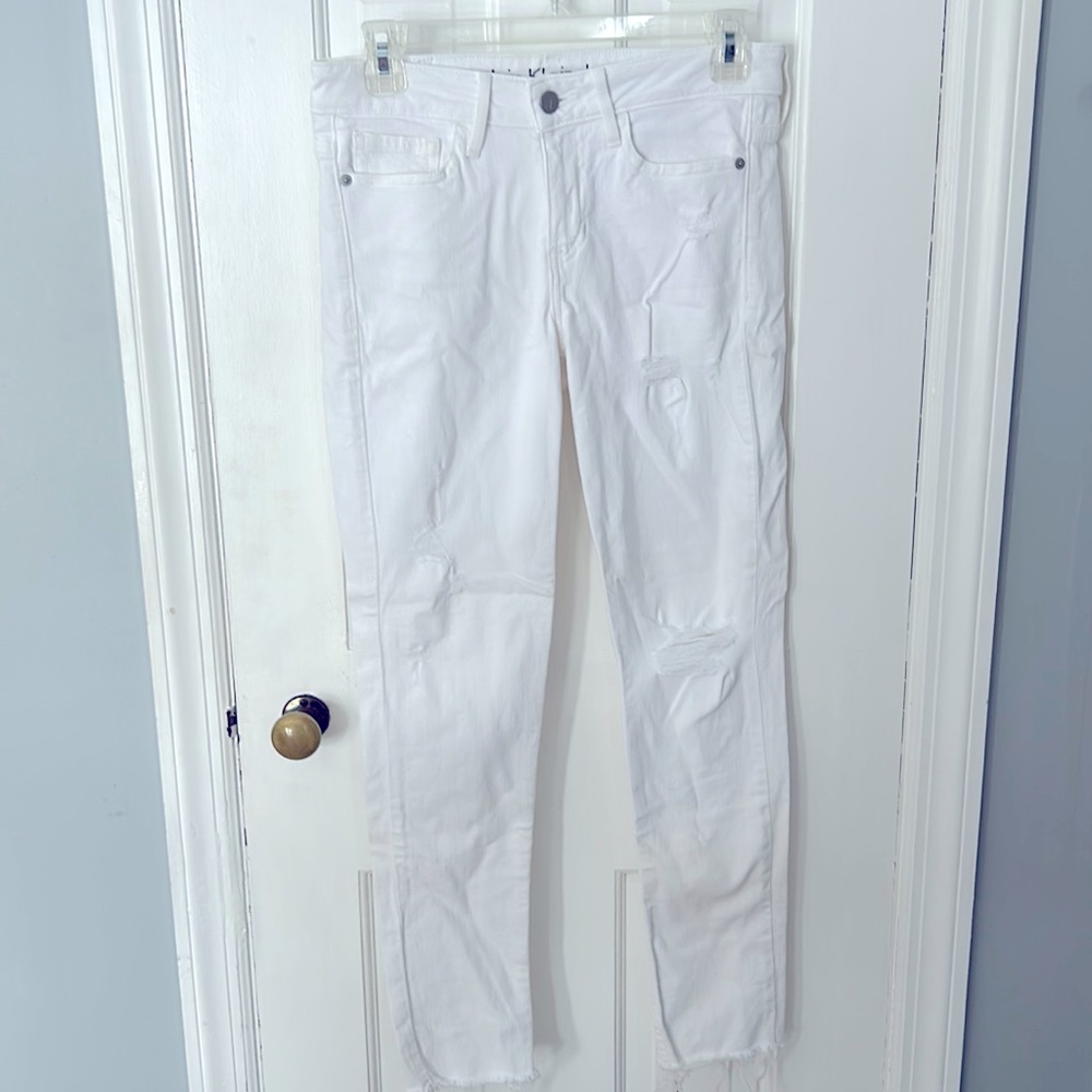 Calvin Klein White Distressed Jeans